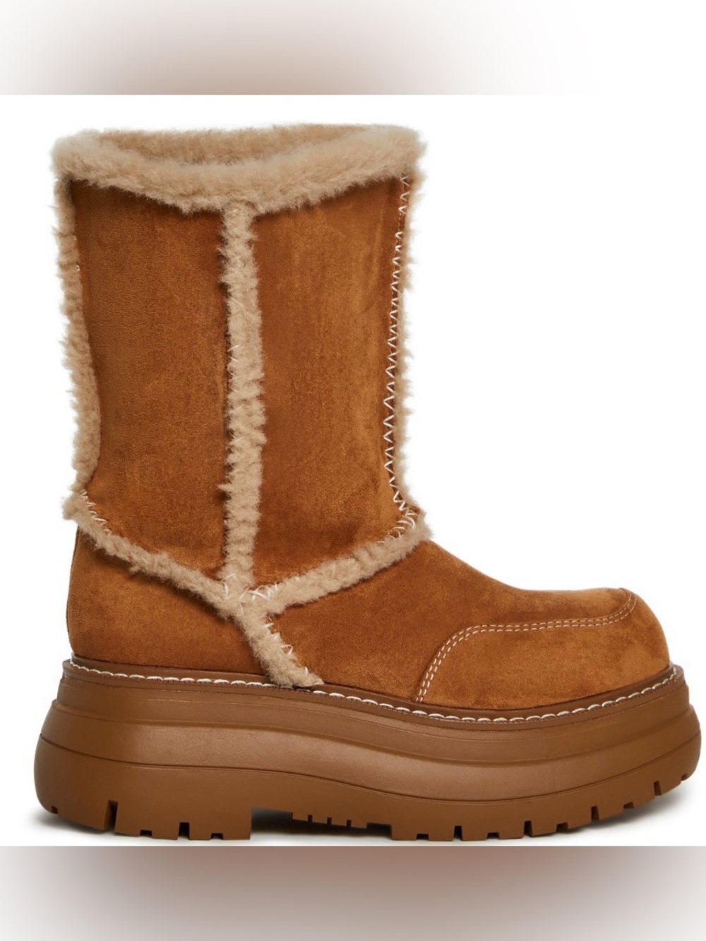 Current Mood Tan Suede Shearling Winter Boots